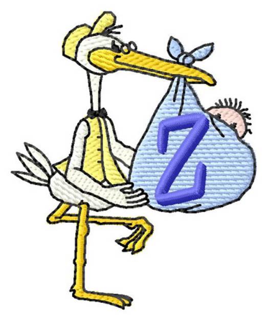 Picture of Stork with Baby Z Machine Embroidery Design