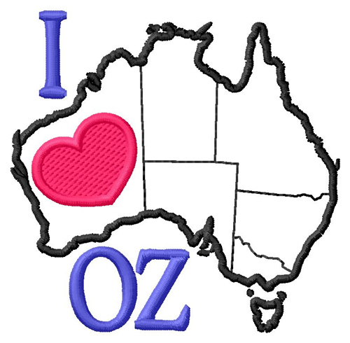 I Love Oz Machine Embroidery Design