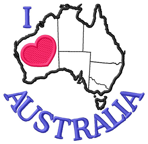 I Love Australia Machine Embroidery Design