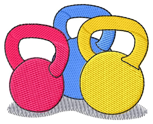 Three Kettlebells Machine Embroidery Design