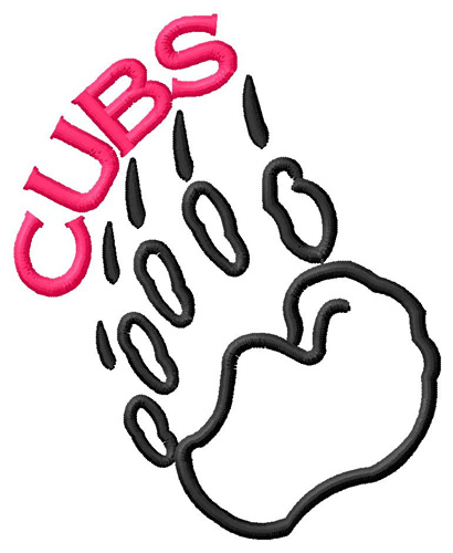 Cubs Paw Print Outline Machine Embroidery Design