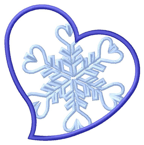 Heart with Snowflake Machine Embroidery Design