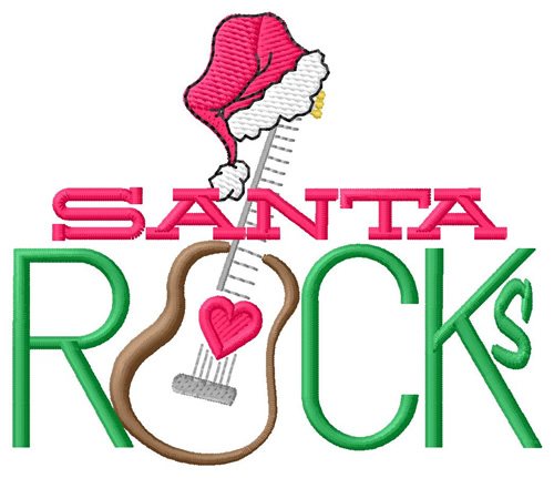 Santa Rocks Machine Embroidery Design