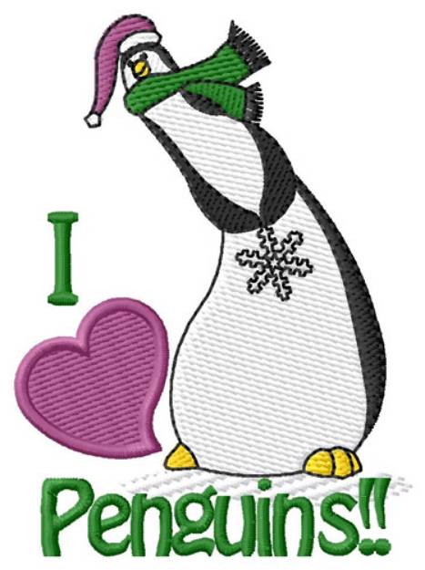 Picture of I Love Penguins Machine Embroidery Design