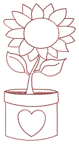 Sunflower Pot Machine Embroidery Design