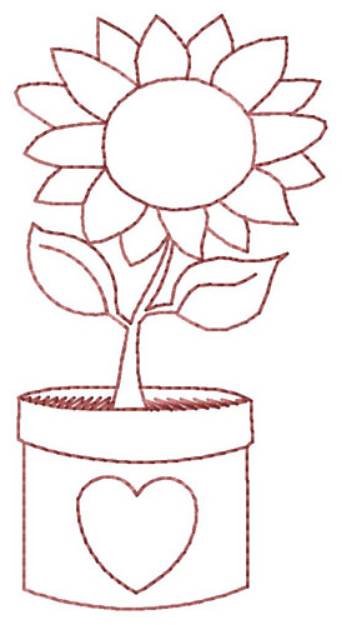 Picture of Sunflower Pot Machine Embroidery Design