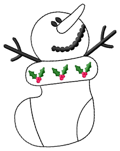 Snowman Stocking Machine Embroidery Design