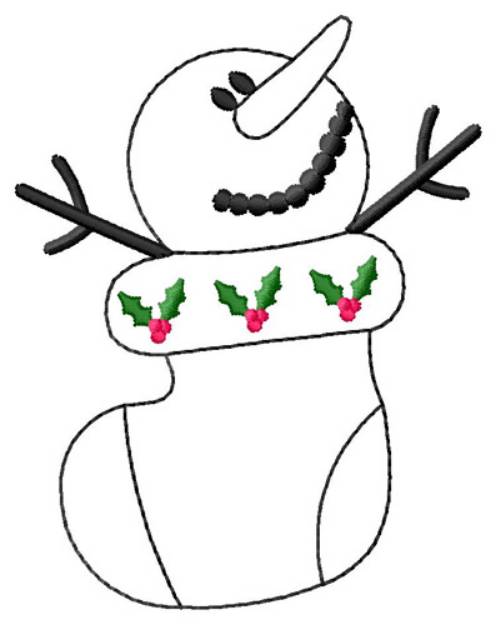 Picture of Snowman Stocking Machine Embroidery Design