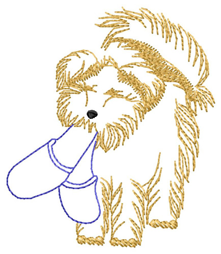 Dog With Slippers Machine Embroidery Design