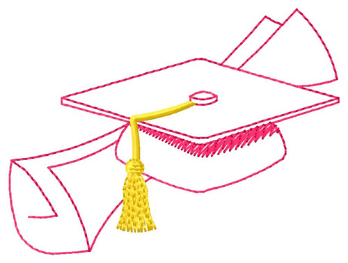 Diploma And Cap Machine Embroidery Design