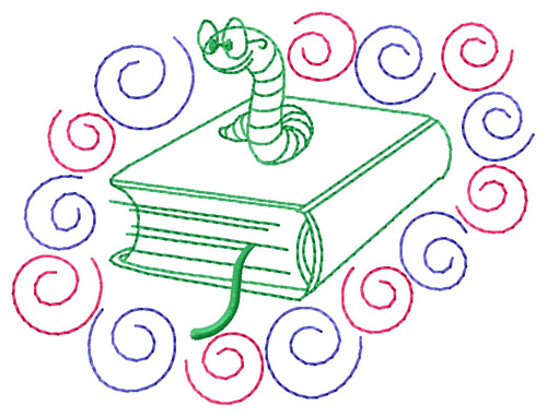 Bookworm Machine Embroidery Design