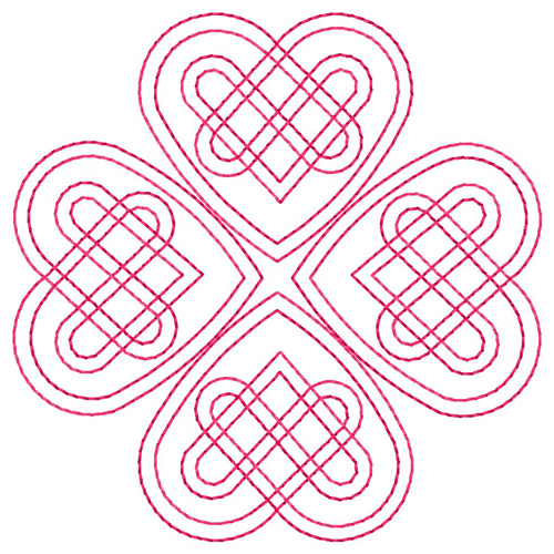 Four Hearts Machine Embroidery Design