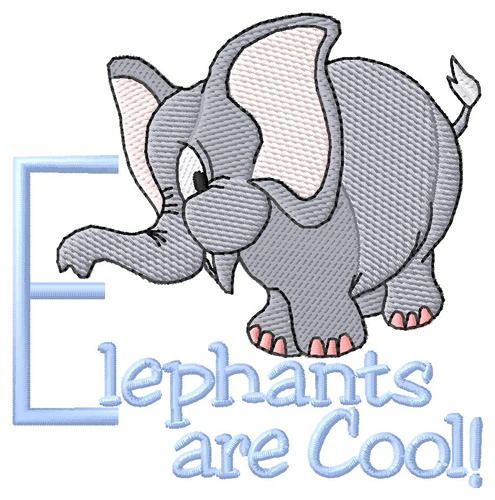Elephants Are Cool Machine Embroidery Design