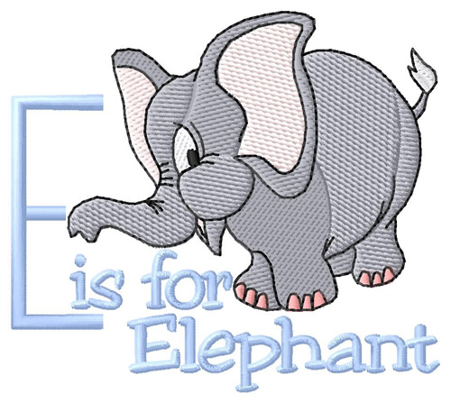 E is For Elephant Machine Embroidery Design