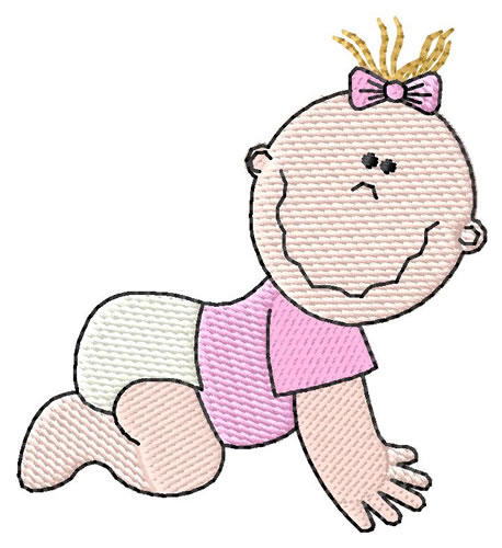 Crawling Baby Girl Machine Embroidery Design