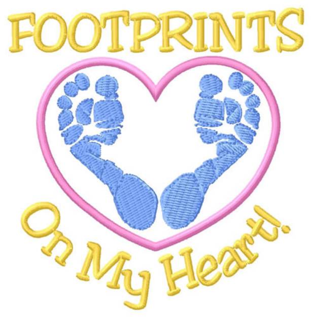 Picture of Footprints On My Heart! Machine Embroidery Design