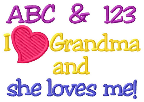 I Love Grandma Machine Embroidery Design