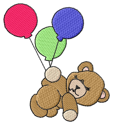 Bear With Balloons Machine Embroidery Design