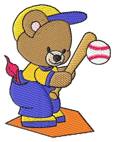 Baseball Bear Machine Embroidery Design
