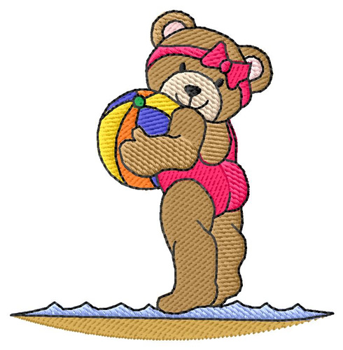 Beach Bear Machine Embroidery Design
