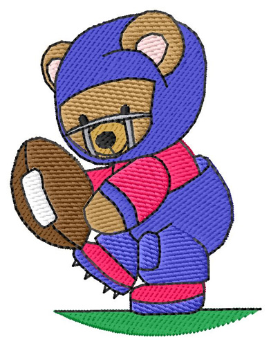 Football Bear Machine Embroidery Design