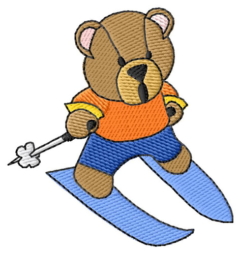 Ski Bear Machine Embroidery Design