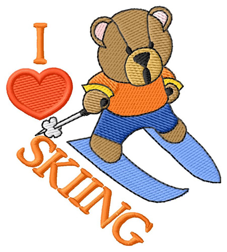 I Love Skiing Machine Embroidery Design