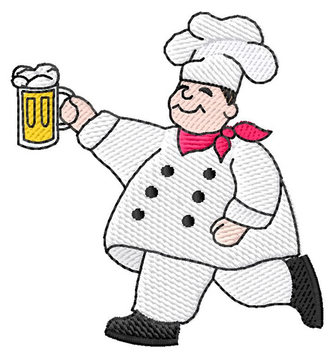 Chef With Beer Machine Embroidery Design