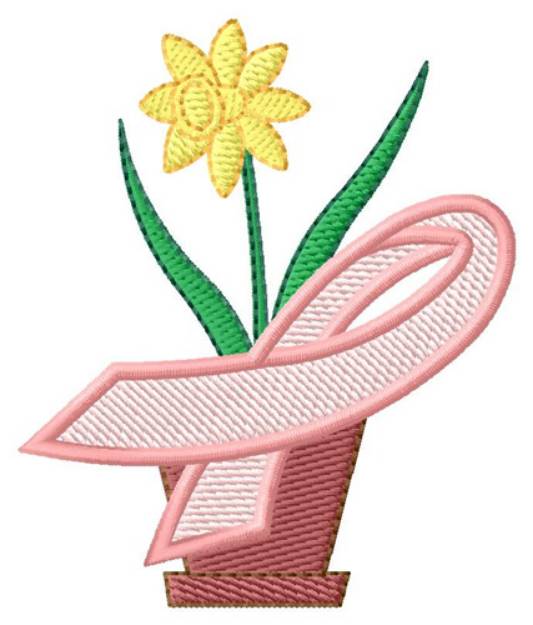 Picture of Daffodil And Pink Ribbon Machine Embroidery Design