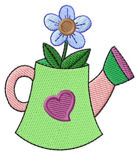 Watering Can Machine Embroidery Design