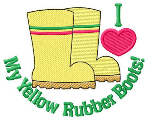 Picture of I Love Rubber Boots Machine Embroidery Design