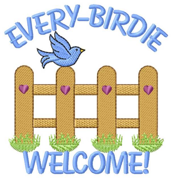 Picture of Birdie ON Fence Machine Embroidery Design