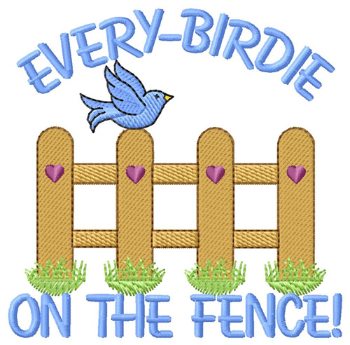 Birdies On the Fence Machine Embroidery Design