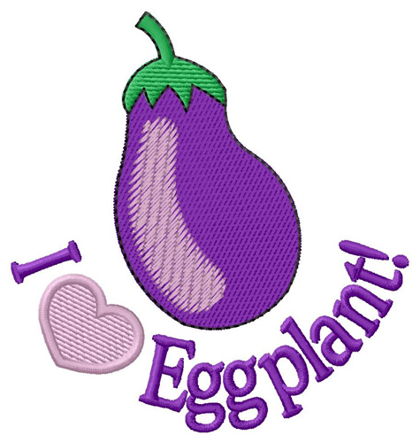 I Love Eggplant Machine Embroidery Design