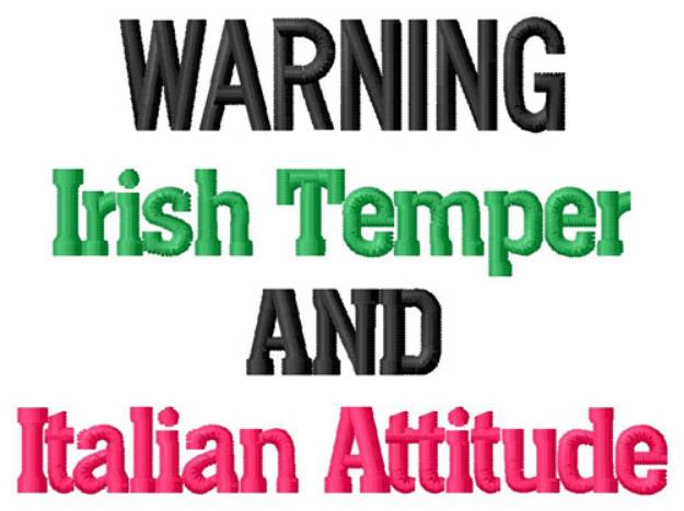 Picture of Warning Irish Italian Machine Embroidery Design