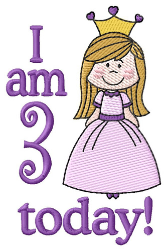 I Am Three Today Machine Embroidery Design