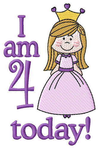 I Am Four Today Machine Embroidery Design