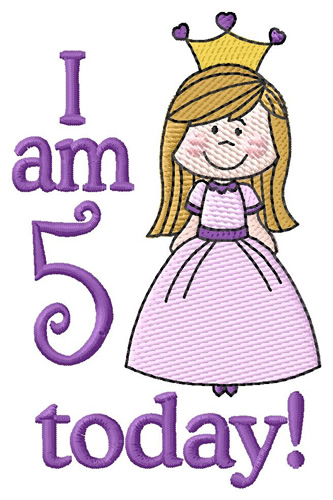 I Am Five Today Machine Embroidery Design