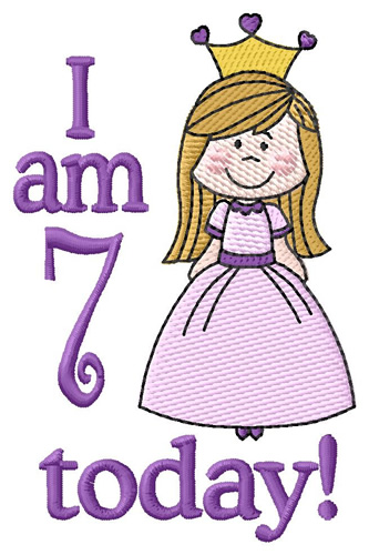 I Am Seven Today Machine Embroidery Design