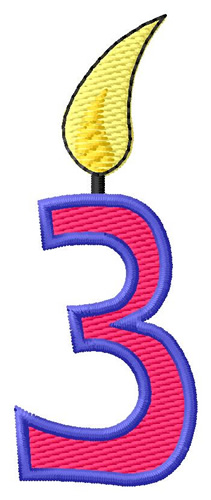 Three Birthday Candle Machine Embroidery Design