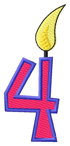 Four Birthday Candle Machine Embroidery Design