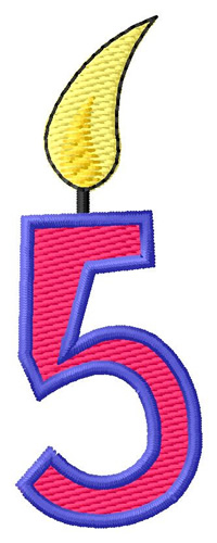 Birthday Candle Five Machine Embroidery Design