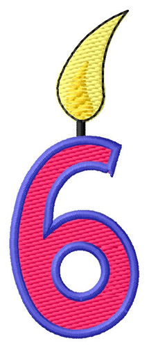 Sixth Birthday Candle Machine Embroidery Design