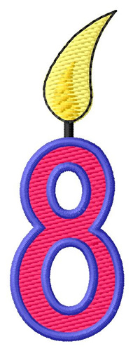 Eight Birthday Candle Machine Embroidery Design