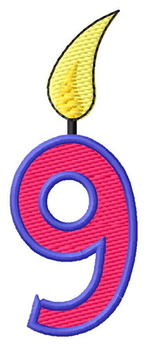 Ninth Birthday Candle Machine Embroidery Design