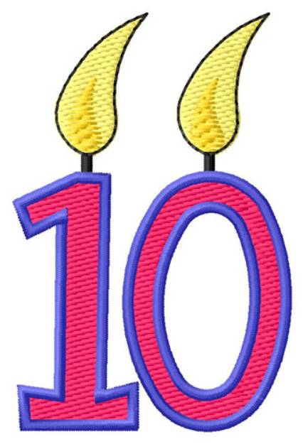Picture of Tenth Birthday Candles Machine Embroidery Design