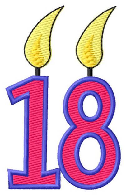 Picture of Eighteen Birthday Candle Machine Embroidery Design