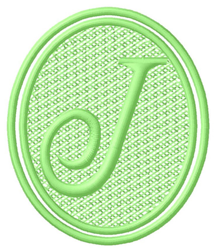 Oval Letter J Machine Embroidery Design