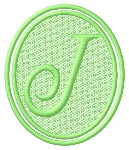 Picture of Oval Letter J Machine Embroidery Design