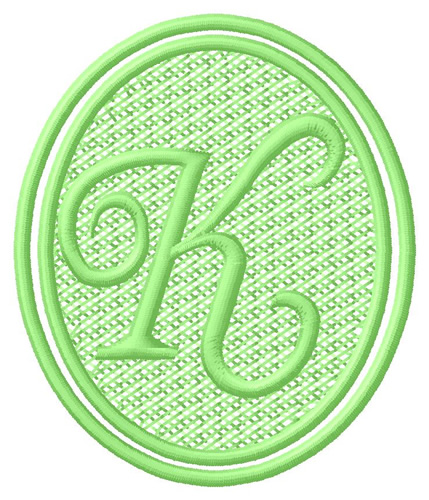 Oval Letter K Machine Embroidery Design